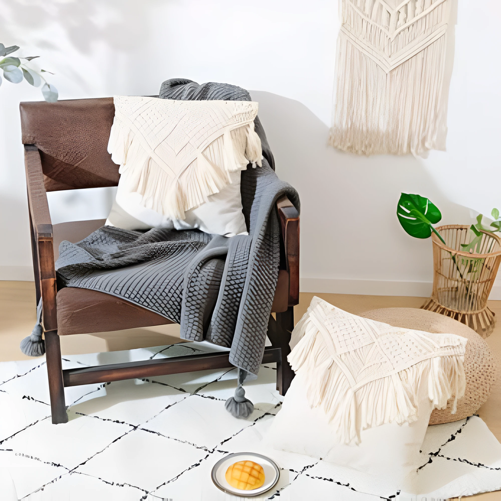 Vintage Macrame Cushion Cover by Casa & Beyond