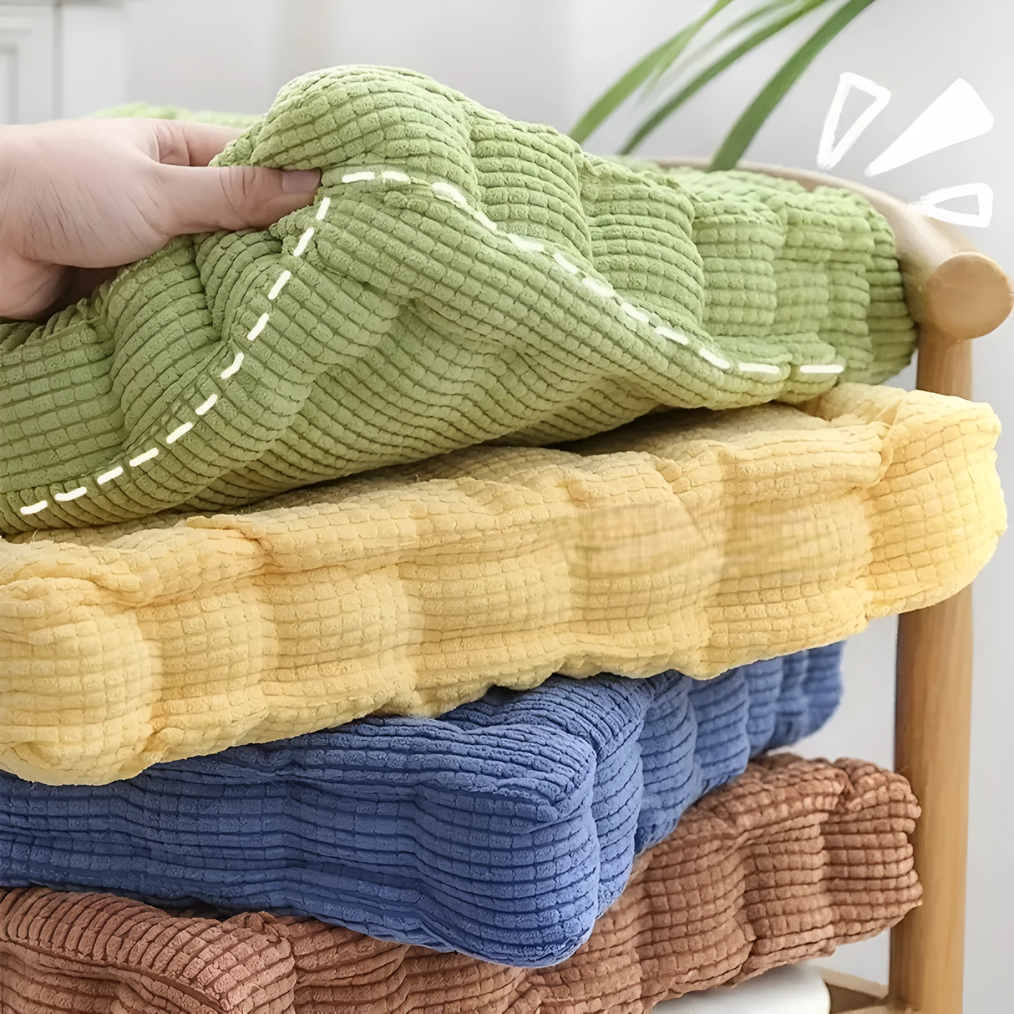 Stackable Corduroy Chair Cushions by Casa & Beyond