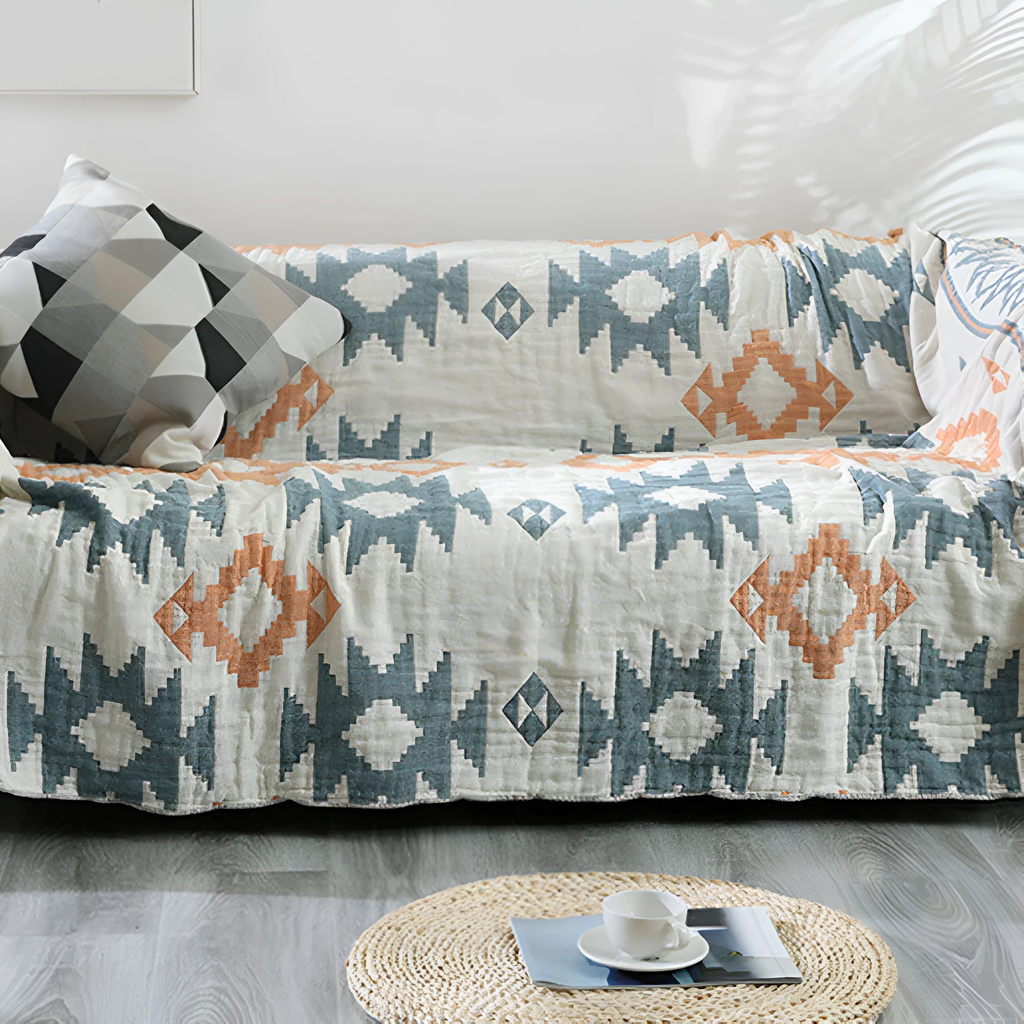 Reversible Geometric Blanket Sofa Cover by Casa & Beyond