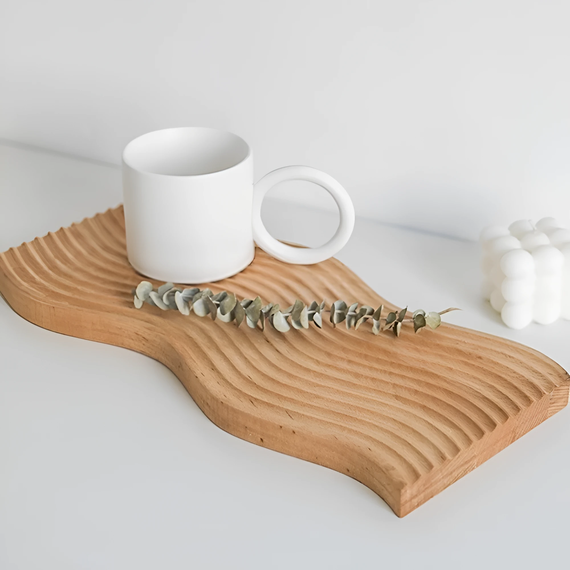 Nordic Ripple Wooden Tray by Casa & Beyond