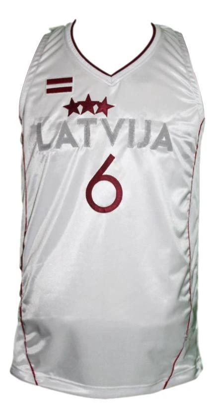 Kristaps Porzingis Jersey #6 Team Latvia Basketball White by My store basketball