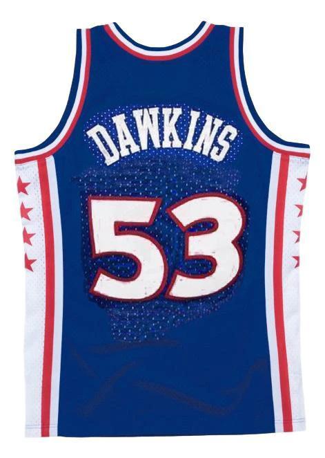 Darryl Dawkins Jersey #53 Philadelphia Basketball Sewn Blue by My store basketball