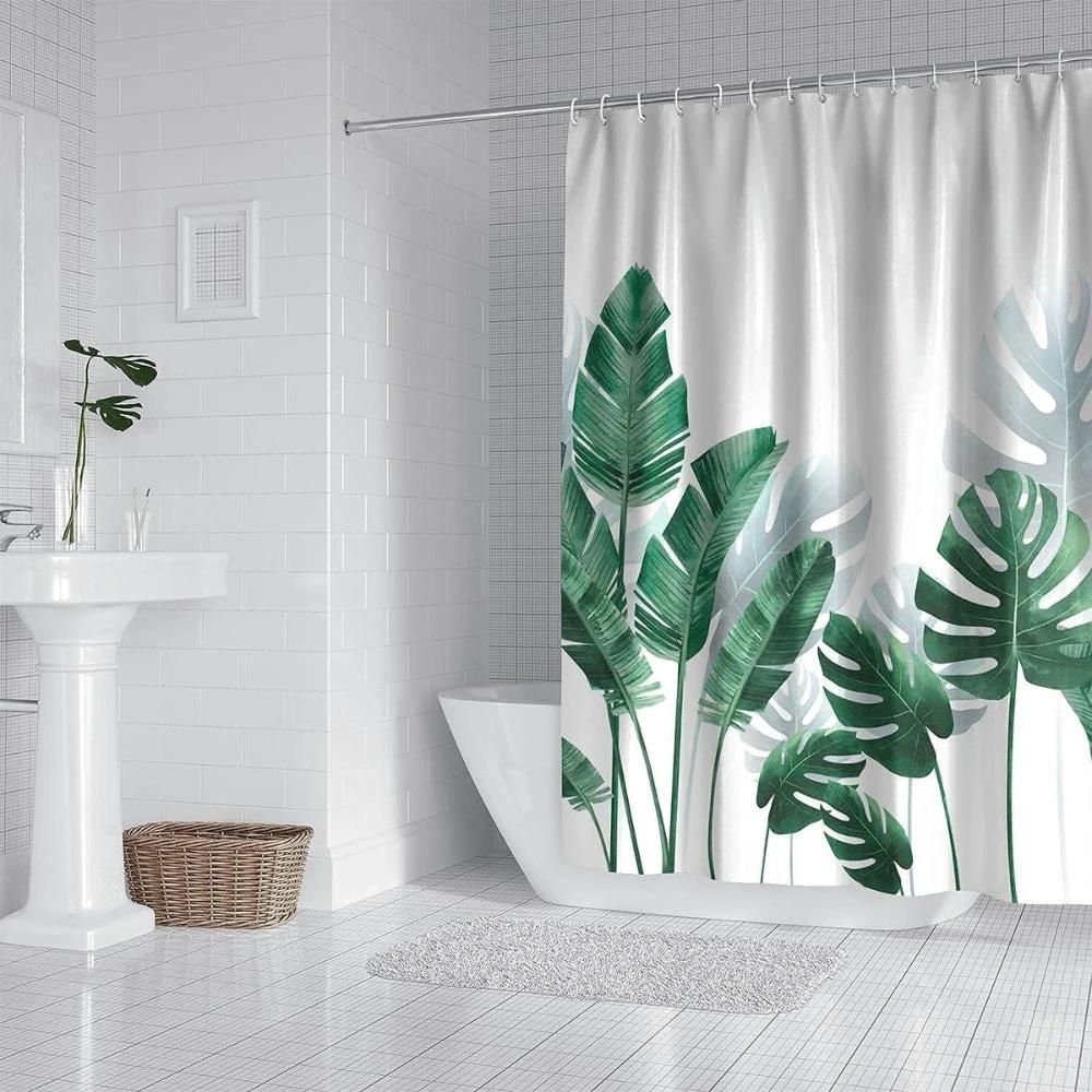 Tropical Monstera Leaves Shower Curtain by Casa & Beyond