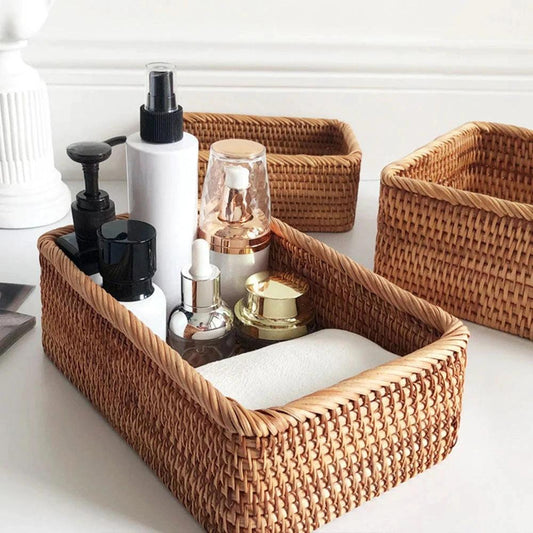 Artisan Rectangular Rattan Storage Basket by Casa & Beyond