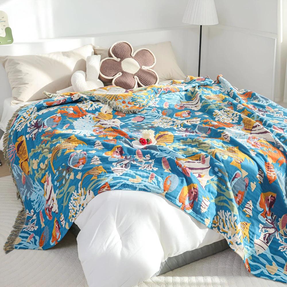 Underwater Coral Cotton Blanket by Casa & Beyond