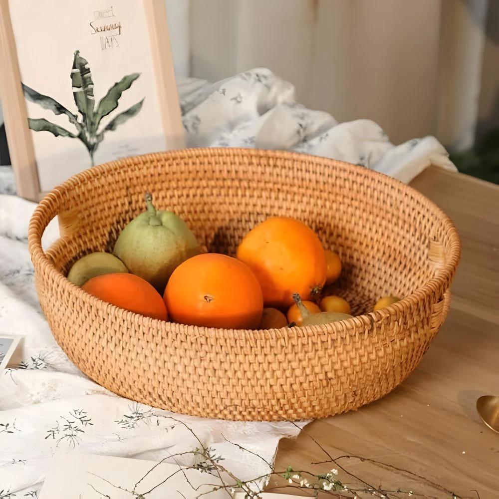 Artisanal Woven Rattan Oval Tray by Casa & Beyond