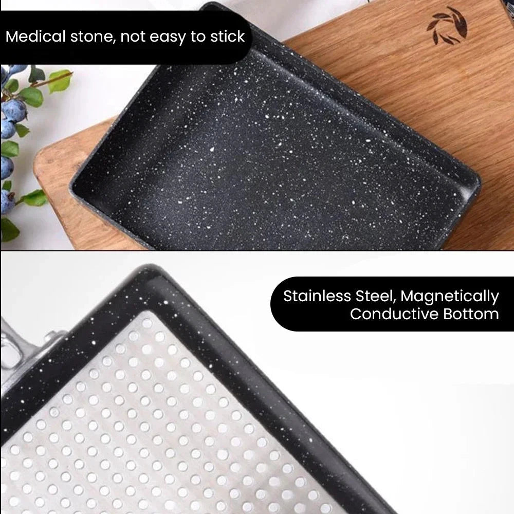 1pc Non stick Square Frying Pan Medical Stone Kitchen Cookware by Bowlift