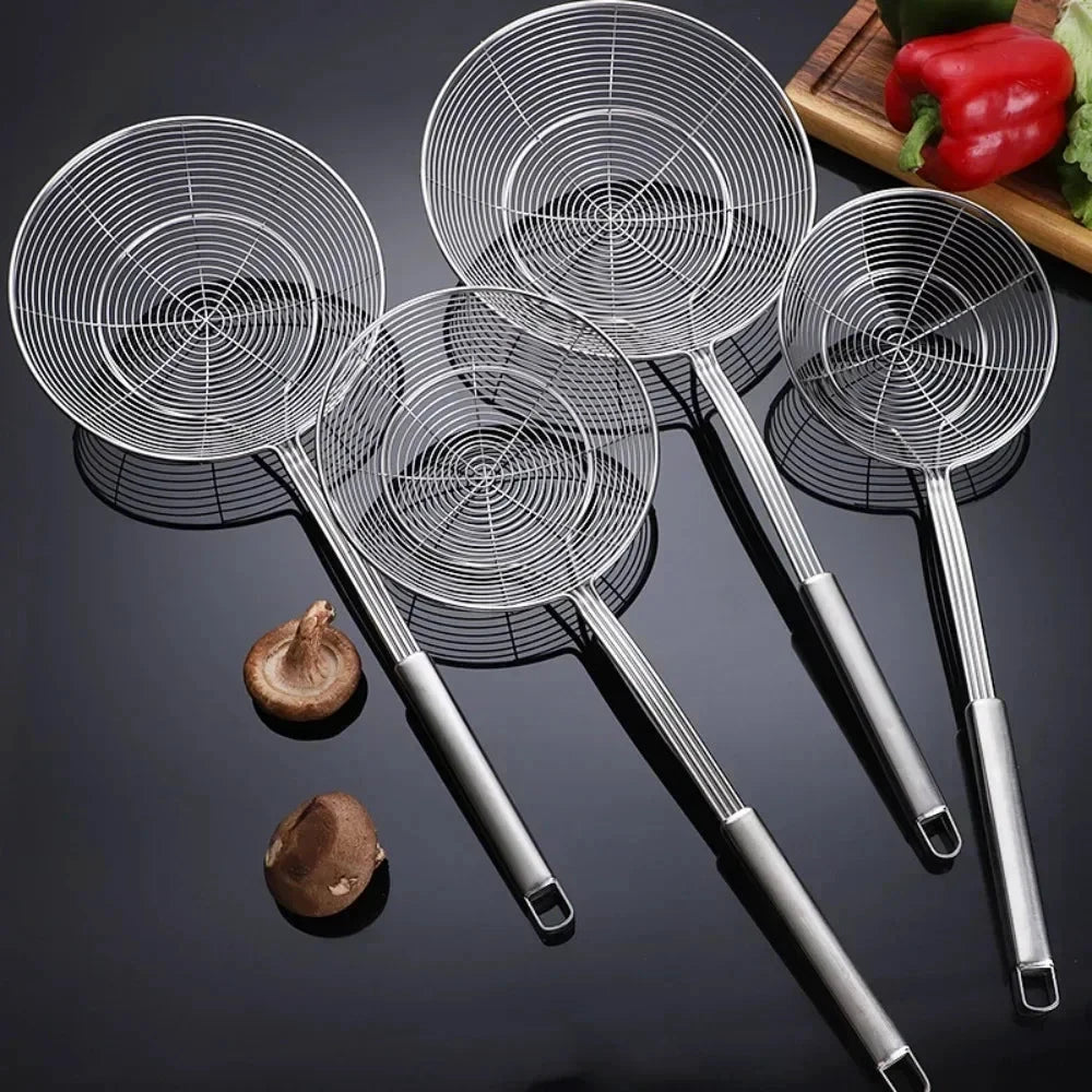 1pc Stainless Steel Double Round Spoon for Frying Draining Straining by Bowlift