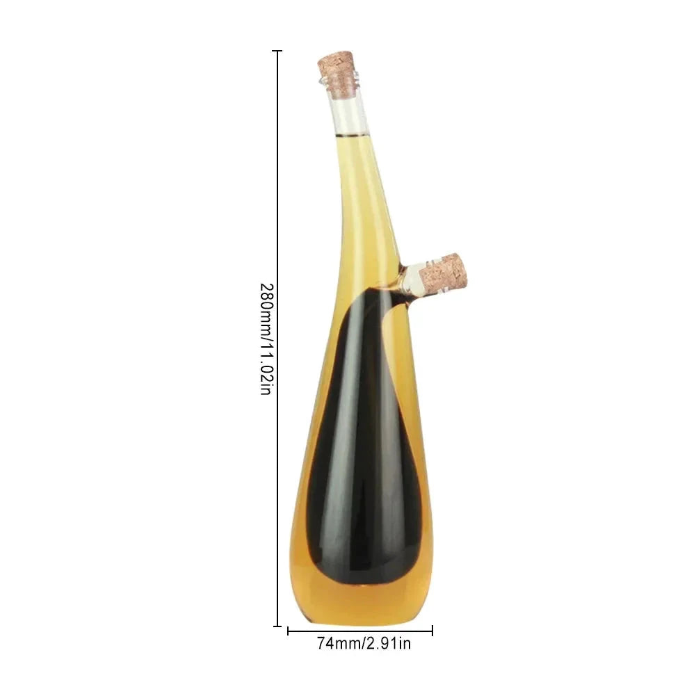 2 In 1 Double Layer Glass Olive Oil Bottle with Stopper Double Pourer by Bowlift