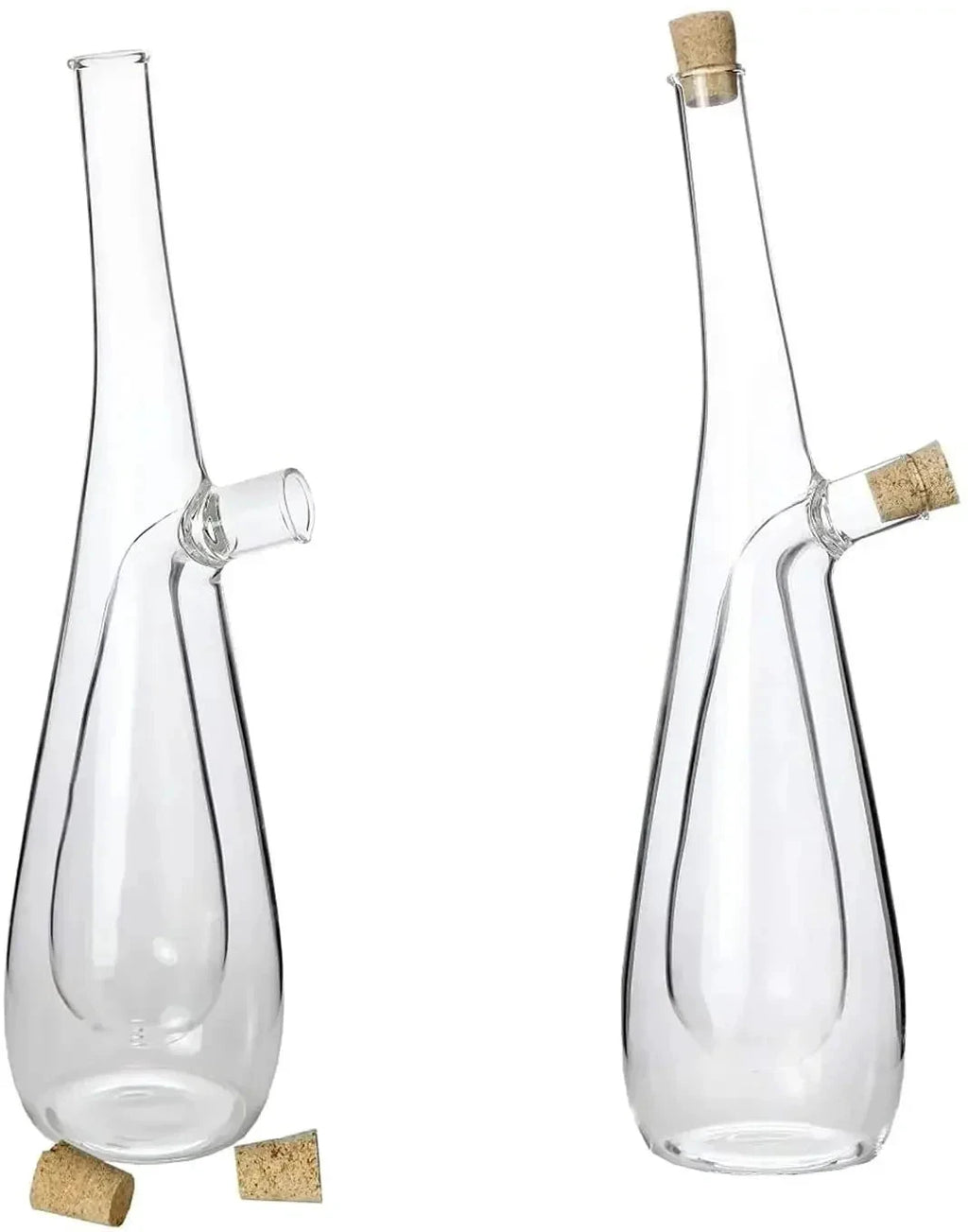 2 In 1 Double Layer Glass Olive Oil Bottle with Stopper Double Pourer by Bowlift