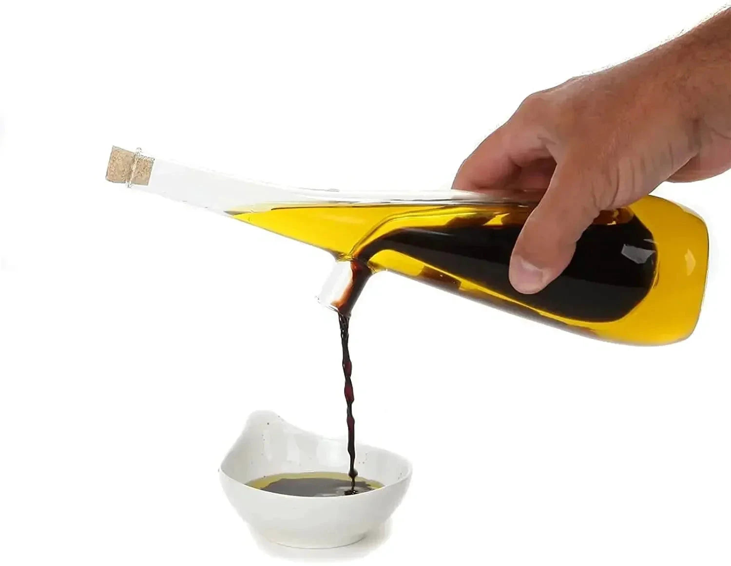 2 In 1 Double Layer Glass Olive Oil Bottle with Stopper Double Pourer by Bowlift
