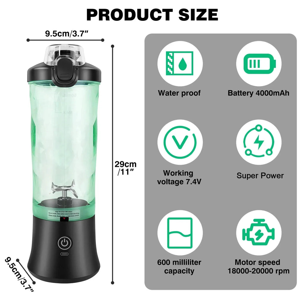 2 in 1 Portable Blender Electric Juicer and Smoothie Mixer Mini Blender by Bowlift