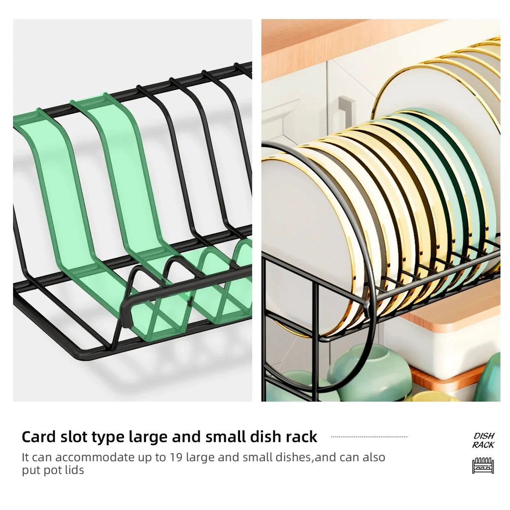 2 Tier Dish Drying Rack Drain Board Set Tableware Drainer Kitchen Rack by Bowlift