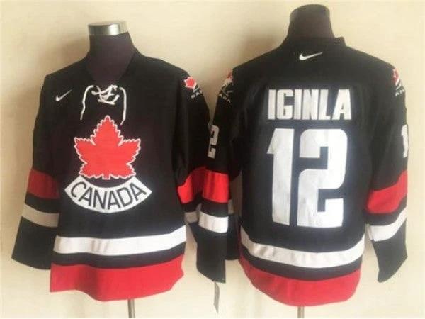 2002 Winter Olympics Team Canada #12 Jarome Iginla CCM Vintage Jersey -Black by Hockey David