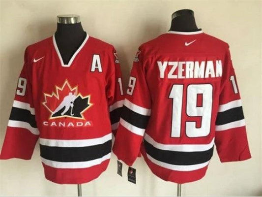 2002 Winter Olympics Team Canada #19 Steve Yzerman CCM Vintage Jersey - Red by Hockey David