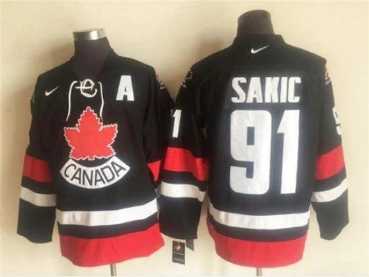 2002 Winter Olympics Team Canada #91 Joe Sakic CCM Vintage Jersey -Black by Hockey David
