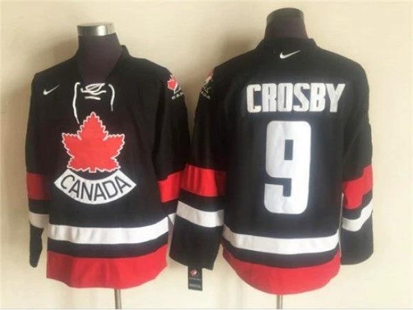 2002 Winter Olympics Team Canada #9 Sidney Crosby CCM Vintage Jersey - Black by Hockey David