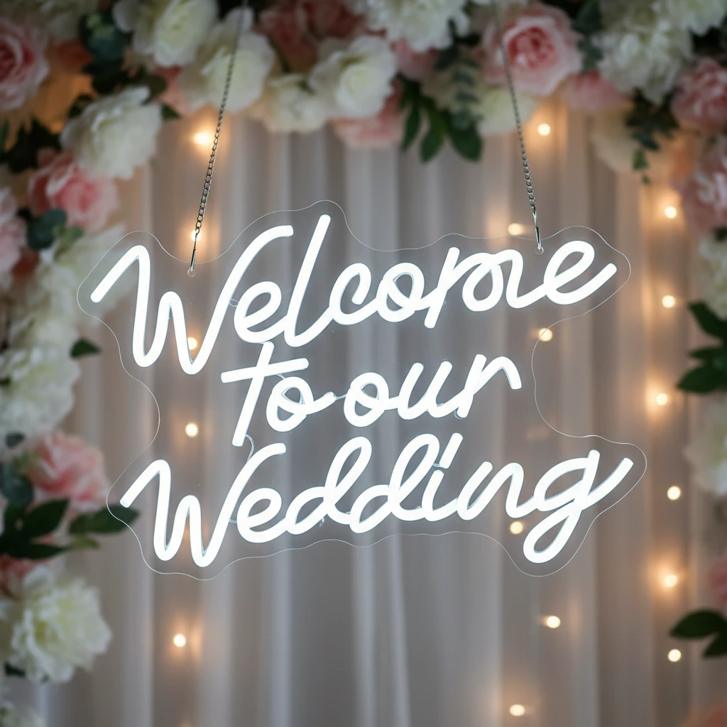 Welcome To Our Wedding Neon Sign for Wedding Party Decor by Neonchics
