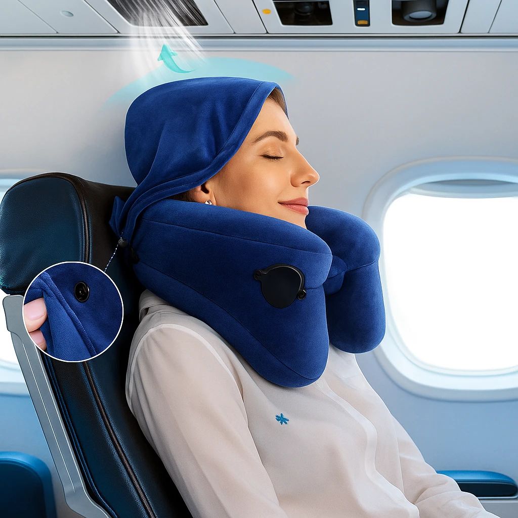 Light-Blocking Hood – Soft Plush Cover – Ergonomic Neck Support – Portable Comfort For Long Journeys Bowlift by Bowlift