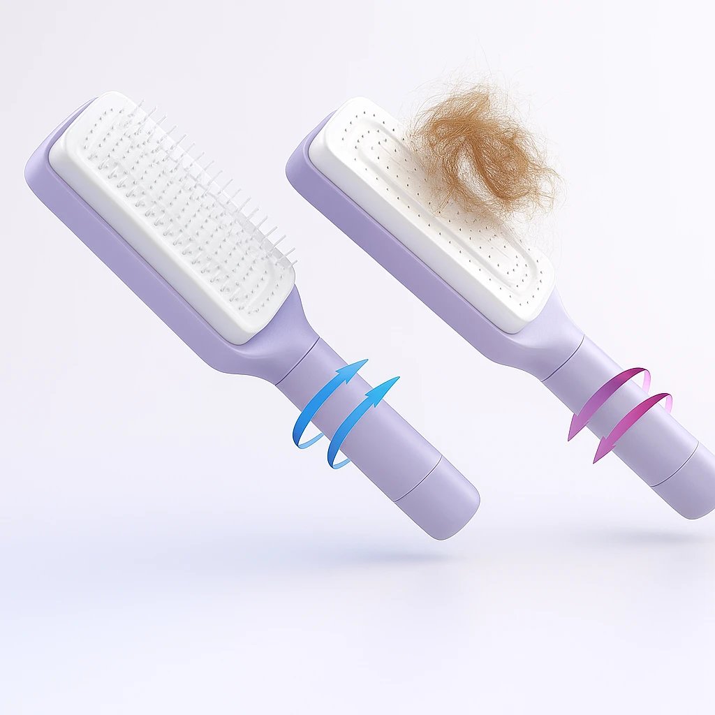 Cleaning Hairbrush – Gentle Detangle – Retractable Bristle Design – For All Hair Types & Busy Mornings Bowlift by Bowlift