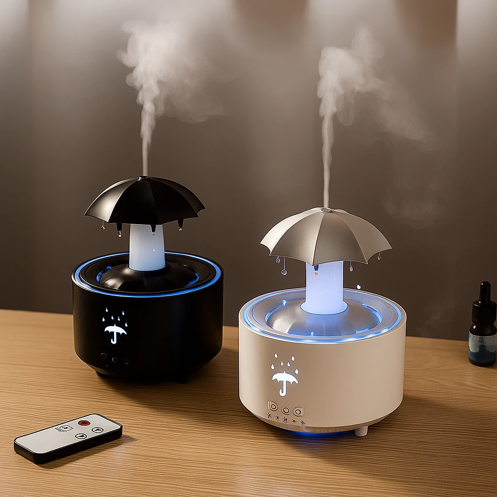 Rotating Umbrella Mist – LED Night Light – Quiet Humidifier for Bedroom Bowlift by Bowlift