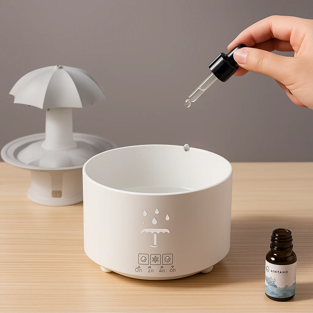 Rotating Umbrella Mist – LED Night Light – Quiet Humidifier for Bedroom Bowlift by Bowlift