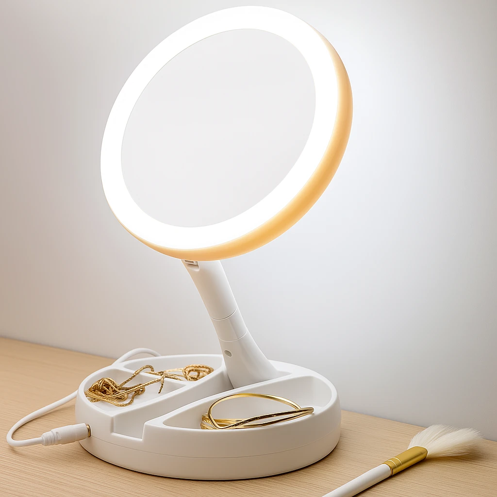 Sided Magnifying Mirror – LED Illumination – 10× Magnification – Makeup & Tweezing Bowlift by Bowlift