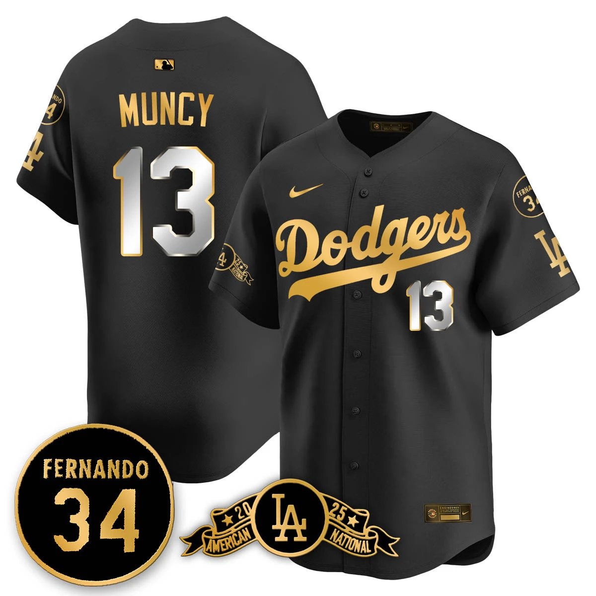 Los Angeles Dodgers 2025 National League Champions Jersey - All Stitched by Los Angeles Dodgers