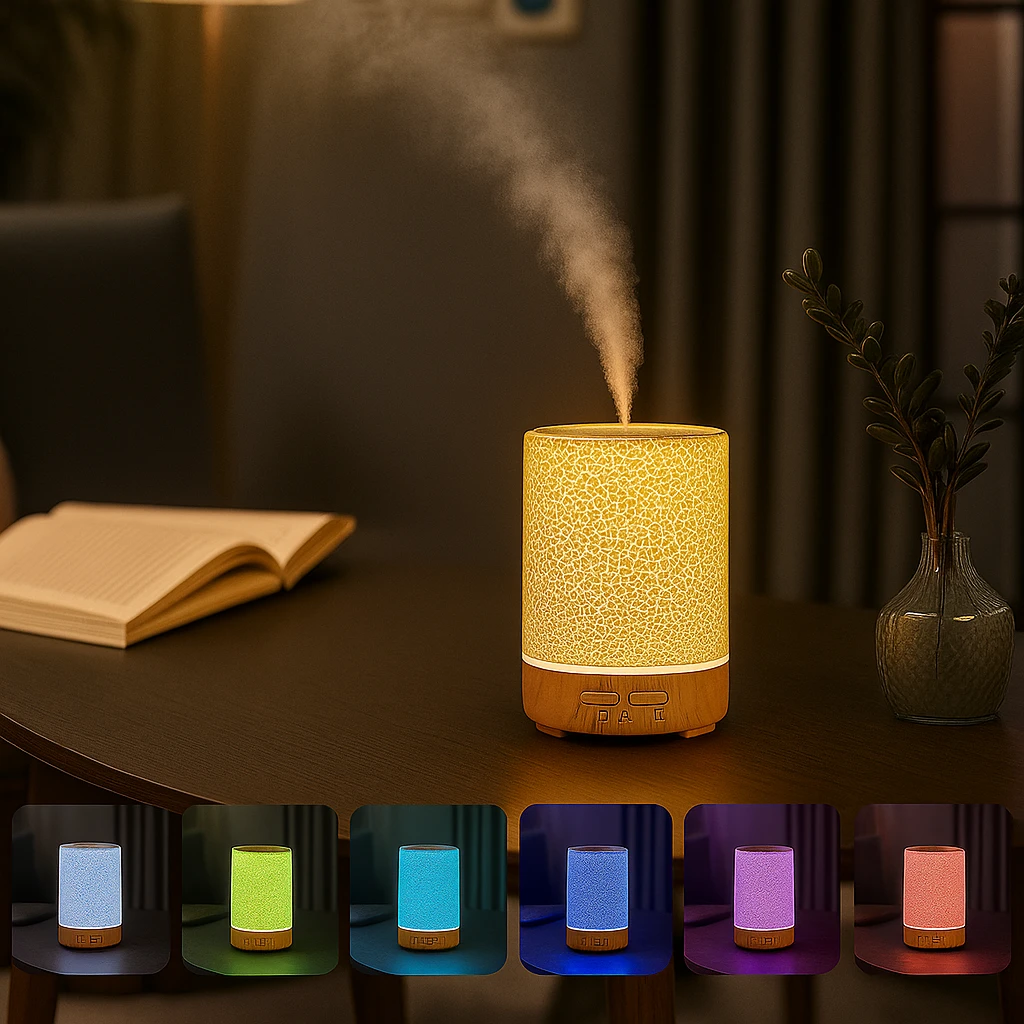 Essential Oil Diffuser with LED Night Light – Quiet Cool Mist – Bedroom & Home Relaxation Bowlift by Bowlift