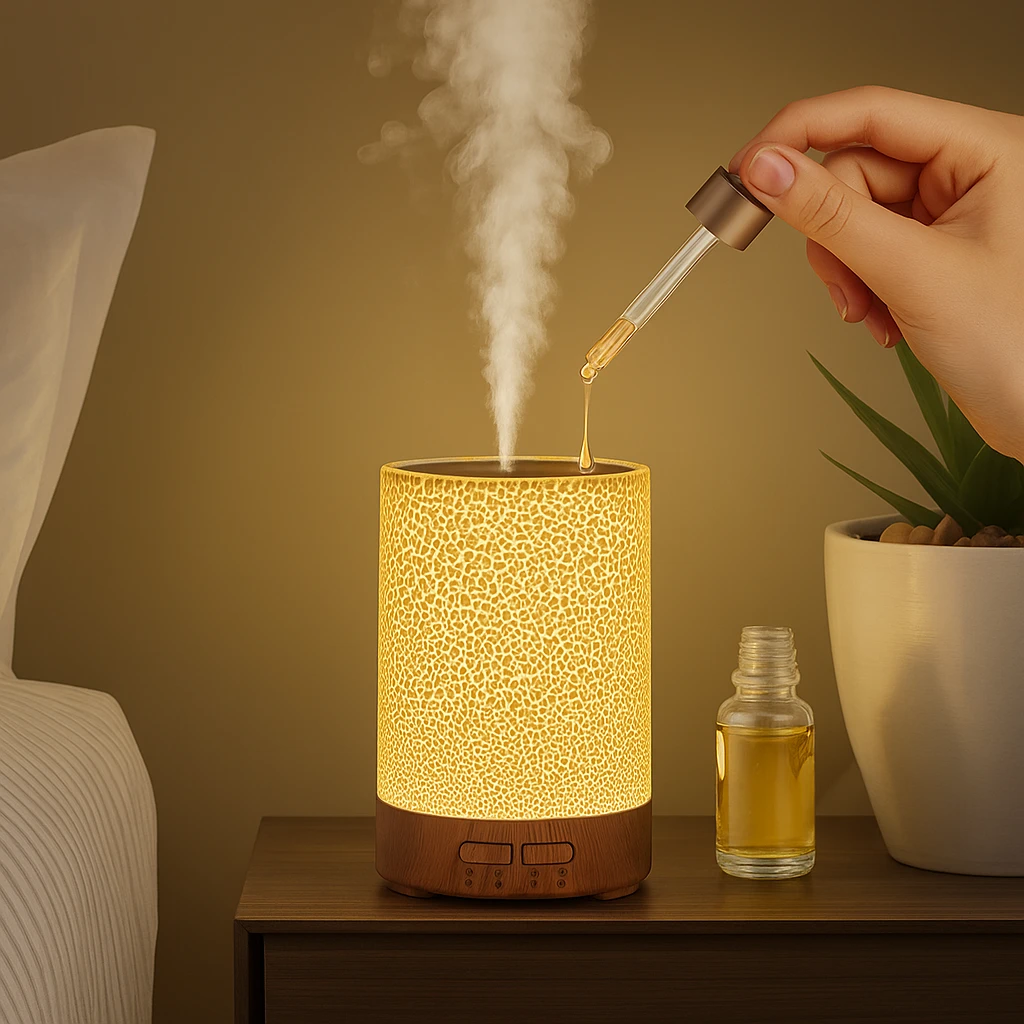 Essential Oil Diffuser with LED Night Light – Quiet Cool Mist – Bedroom & Home Relaxation Bowlift by Bowlift