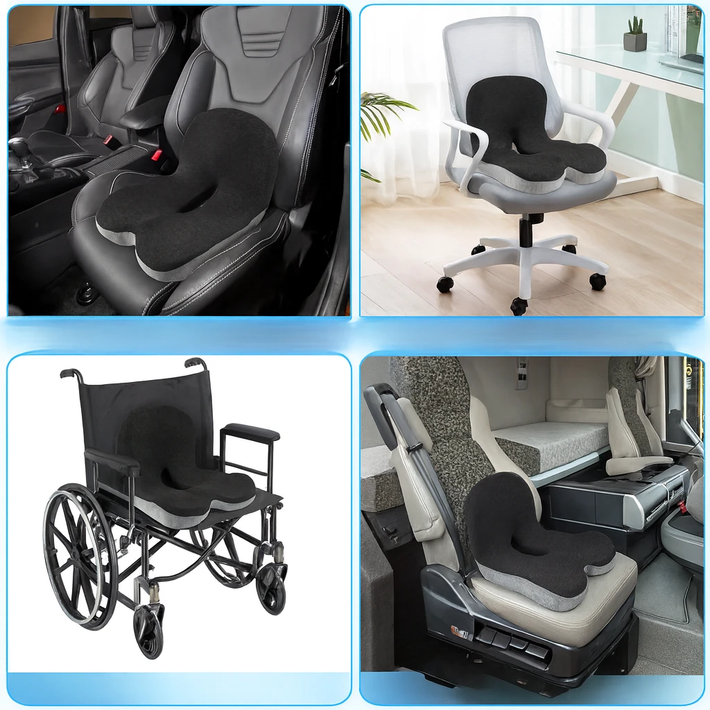 Lumbar & Coccyx Pain Relief – Memory Foam Non-Slip Support – Office Car Home Use Bowlift by Bowlift