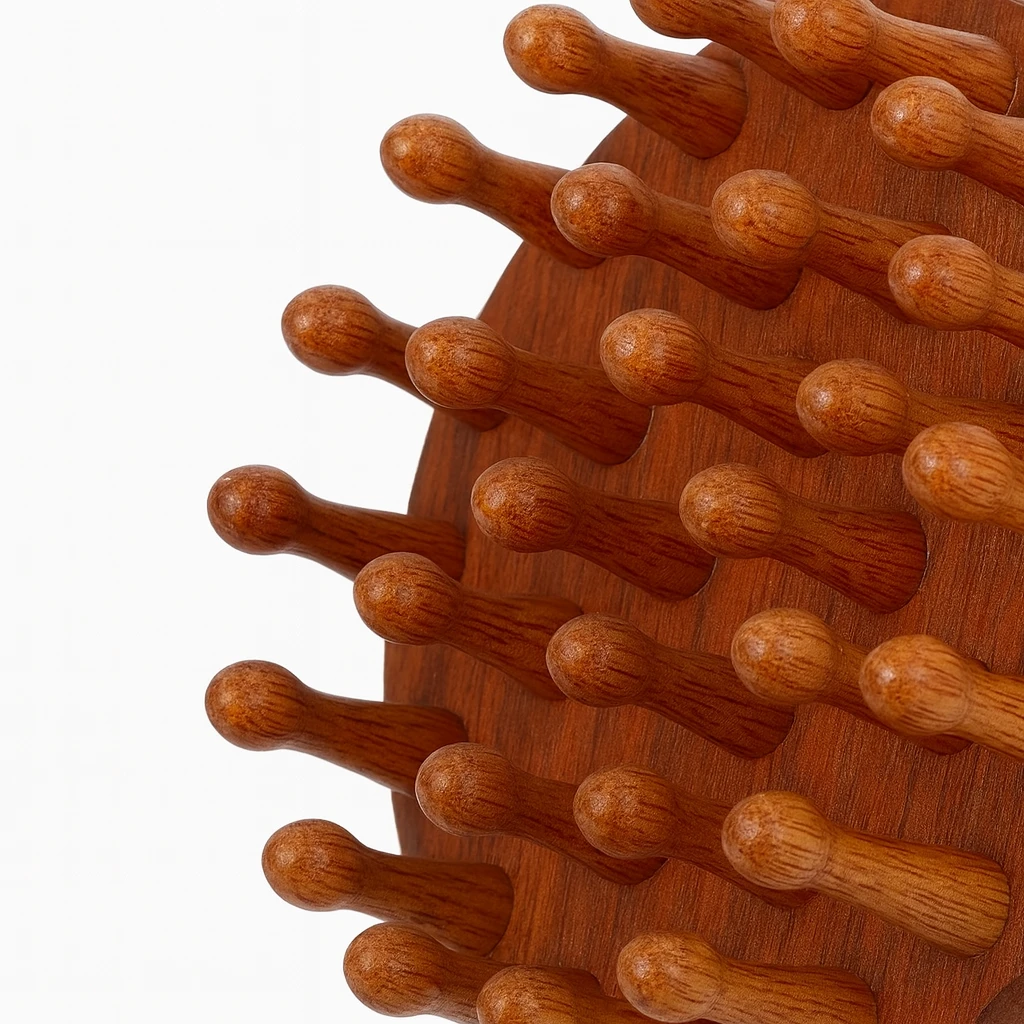 Stress-Relief & Hair Health – Natural Sandalwood Wide-Tooth – Home Office Travel Use Bowlift by Bowlift