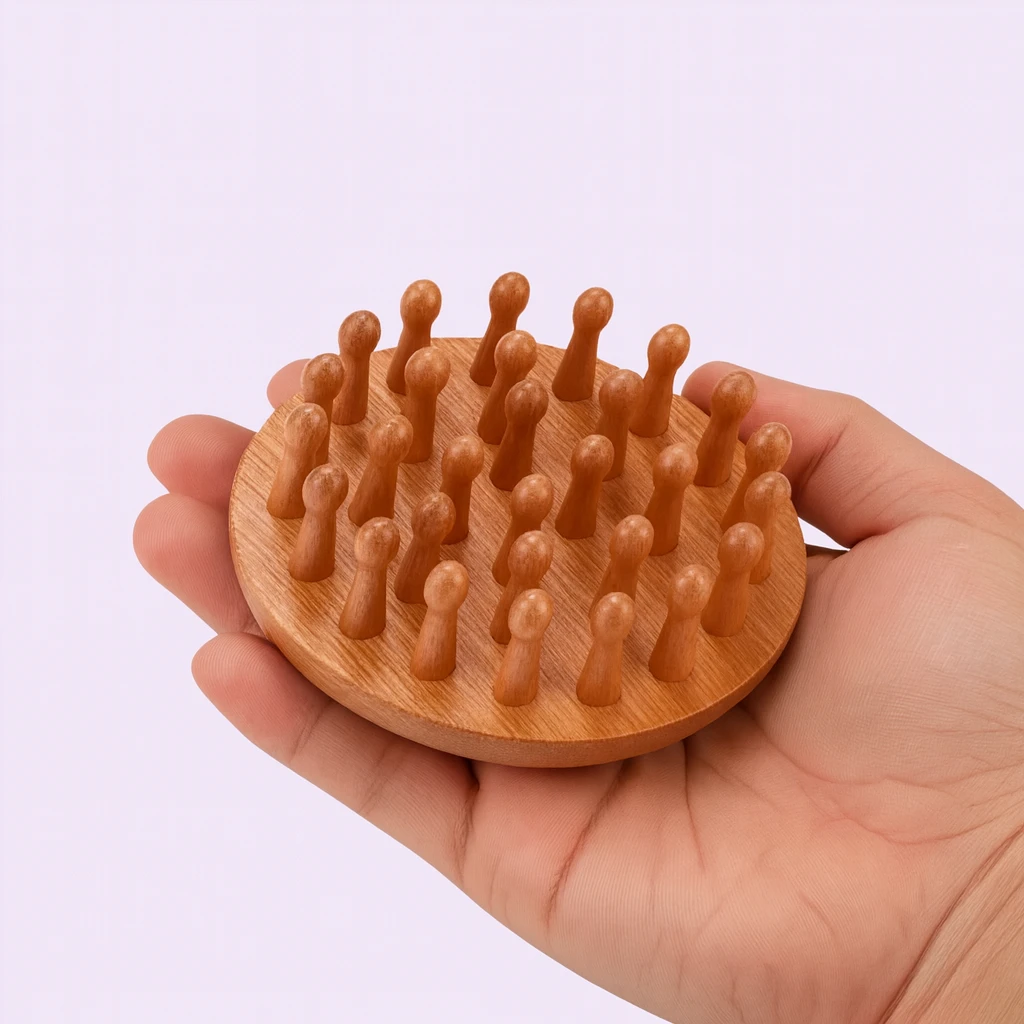 Stress-Relief & Hair Health – Natural Sandalwood Wide-Tooth – Home Office Travel Use Bowlift by Bowlift