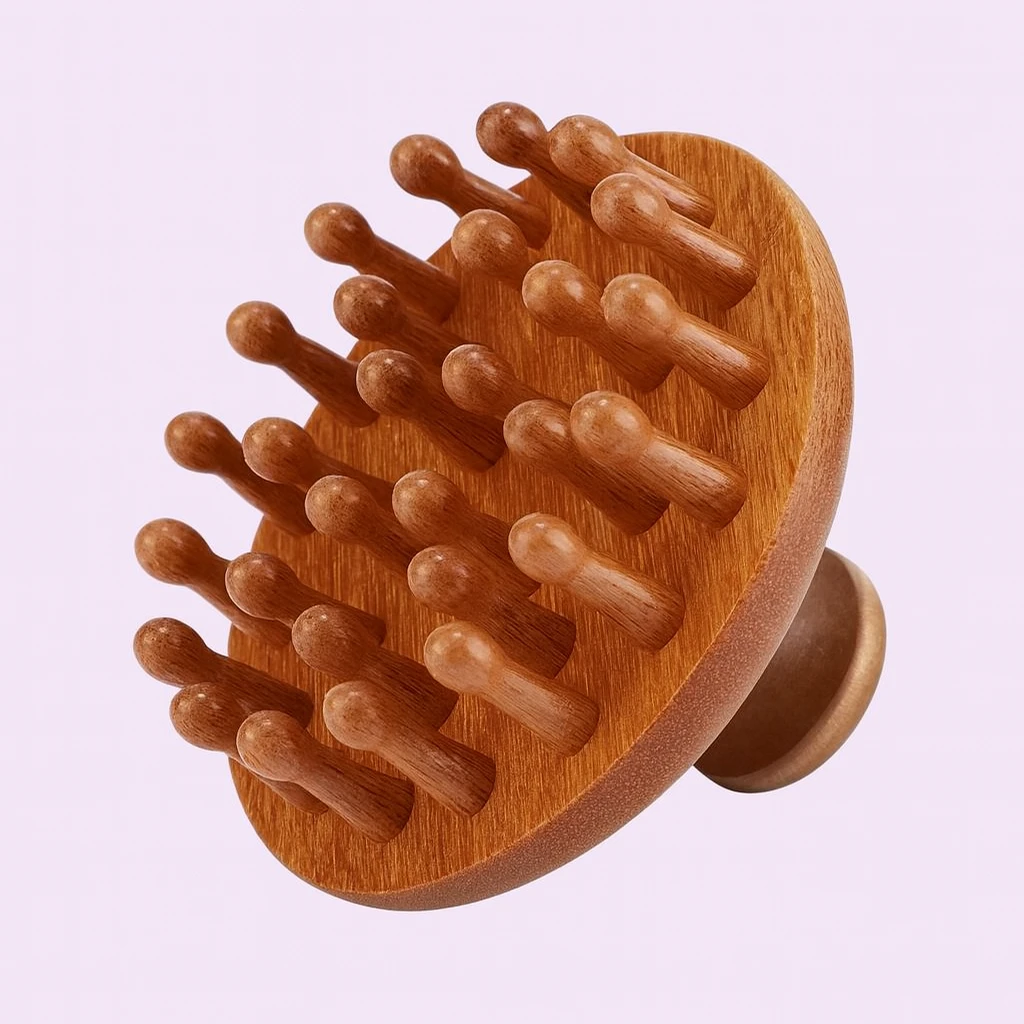 Stress-Relief & Hair Health – Natural Sandalwood Wide-Tooth – Home Office Travel Use Bowlift by Bowlift