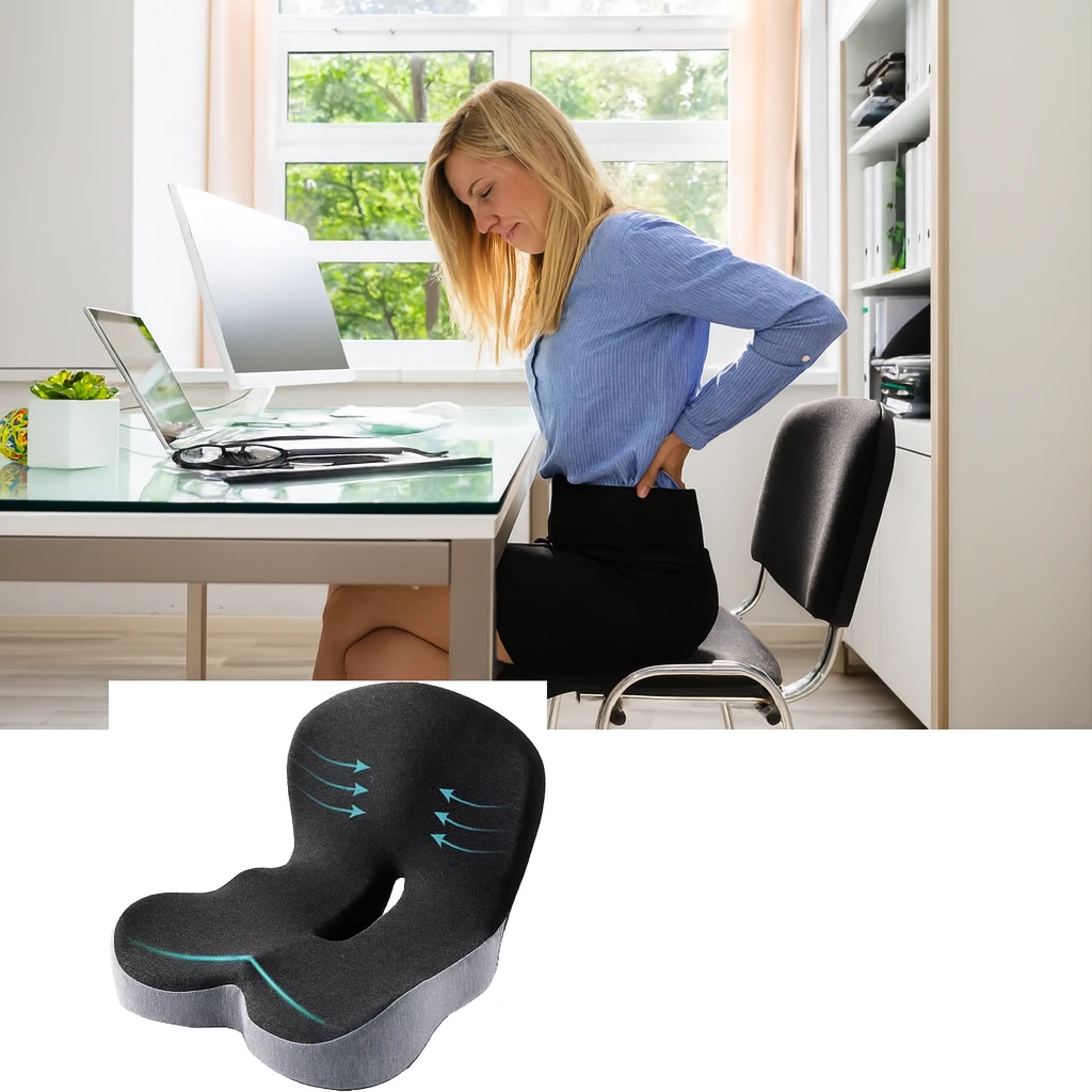 Lumbar & Coccyx Pain Relief – Memory Foam Non-Slip Support – Office Car Home Use Bowlift by Bowlift