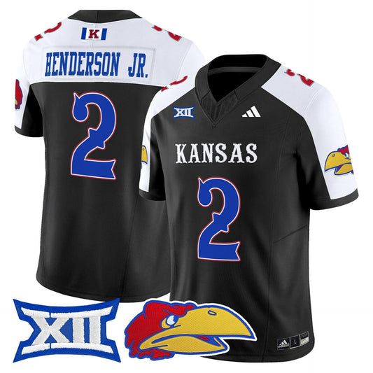 Emmanuel Henderson Jr Jersey #2 Kansas Jayhawks 2025 Limited Stitched Black Alter by My Store NCAA Football Jerseys
