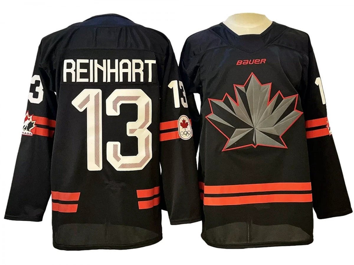 2026 Winter Olympics Team Canada #13 Sam Reinhart Hockey Jersey Black by Hockey David