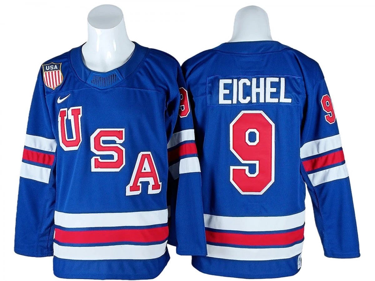 2026 Winter Olympics Team USA #9 Jack Eichel Blue Hockey Jersey Stitched by Hockey David