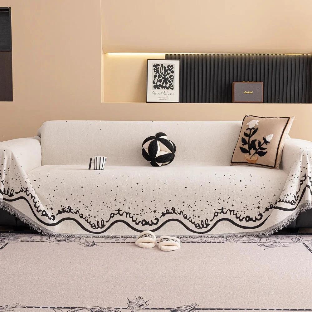 Cursive Glittering Chenille Sofa Cover by Casa & Beyond