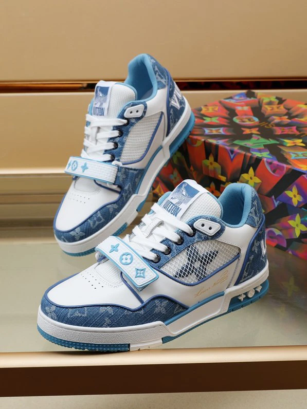 Luxury Virgil Trainer Sneakers Shoes Signature Blue White Monogram by Air Jordan