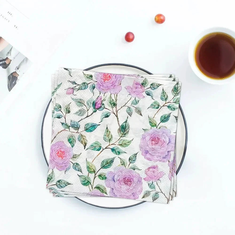 20pcs Exquisite Printing Napkins Paper Fresh Dining Tables Paper Napkin by Bowlift