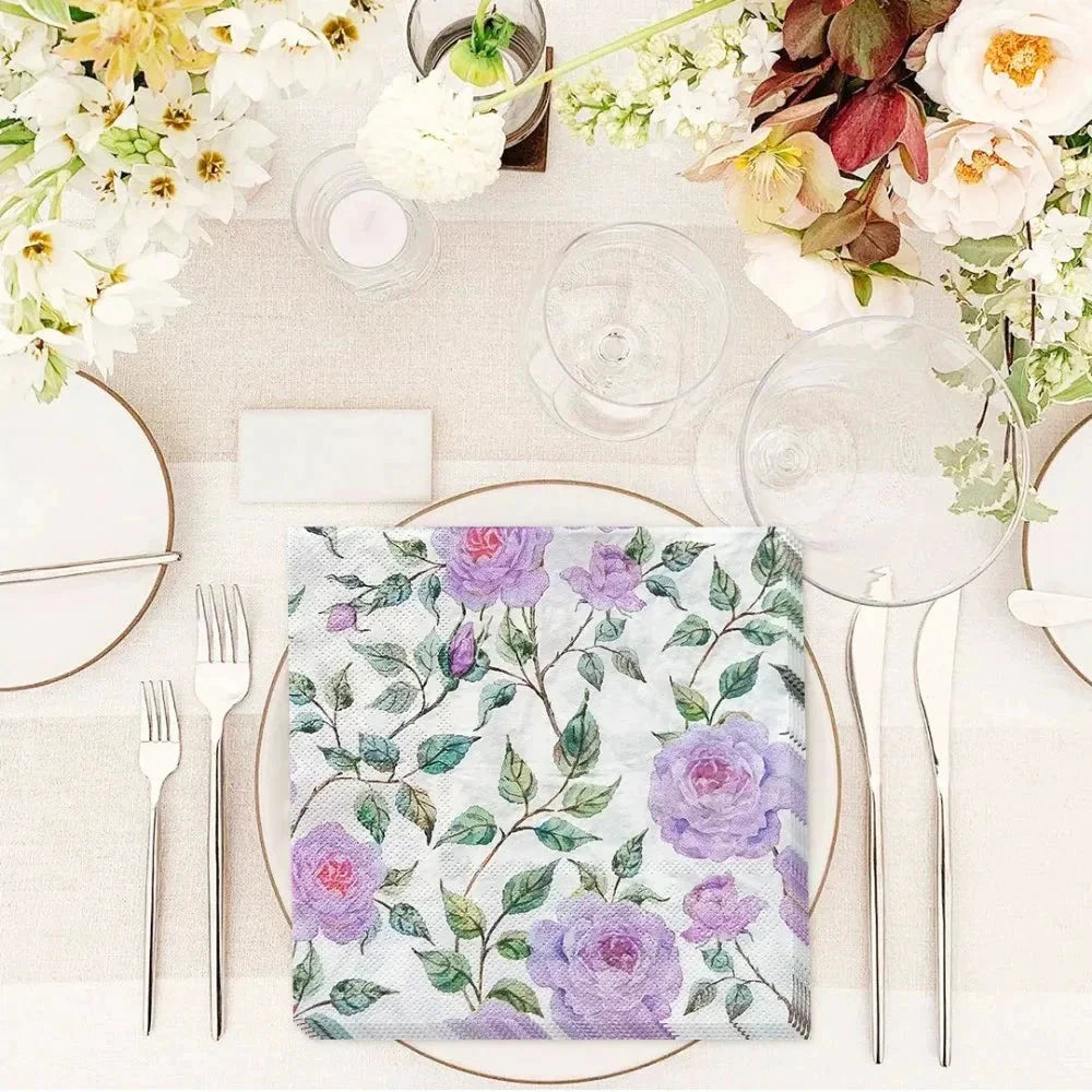 20pcs Exquisite Printing Napkins Paper Fresh Dining Tables Paper Napkin by Bowlift