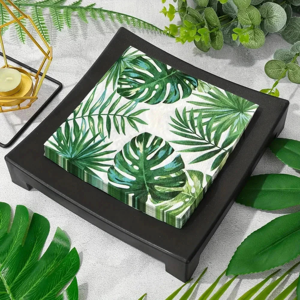20pcs Green Plant Printed Napkin Papers Mouth Wiping Cloth Paper Towel by Bowlift