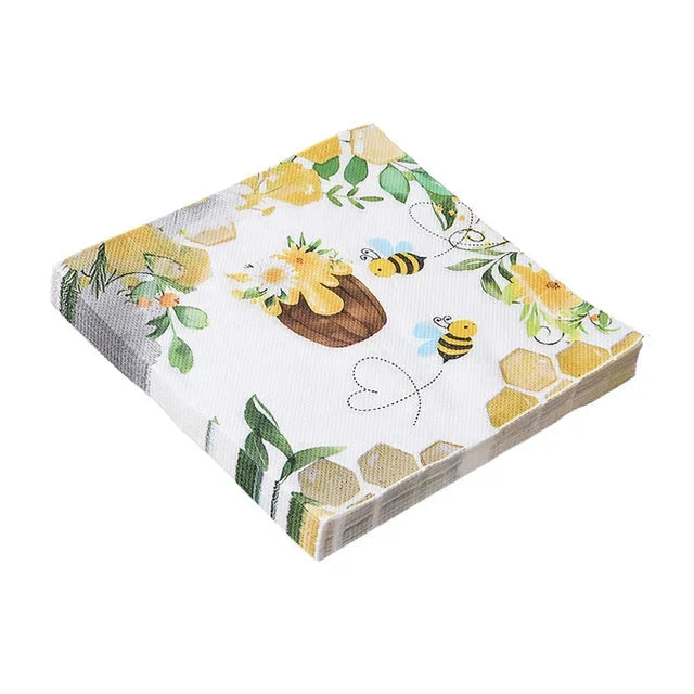 20pcs Napkins Paper Pastoral Style Bee Napkins Retro Rose Print Napkin by Bowlift