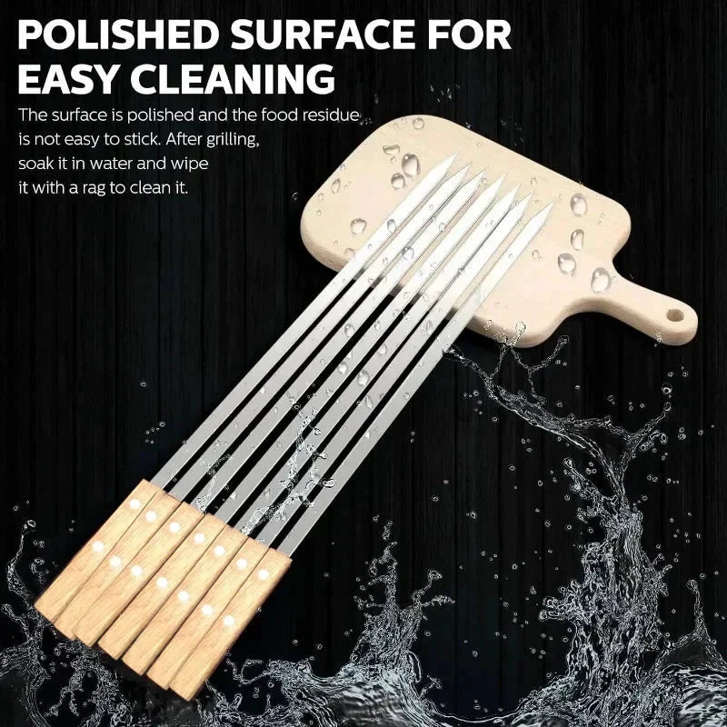 21 Inch Long Flat Stainless Steel Professional Grilling BBQ Skewer by Bowlift
