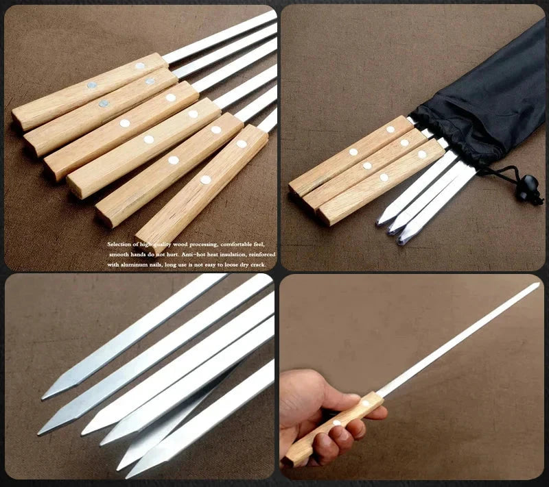 21 Inch Long Flat Stainless Steel Professional Grilling BBQ Skewer by Bowlift
