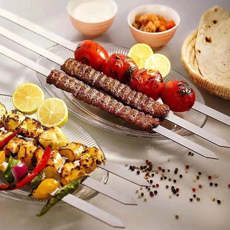 21 Inch Long Flat Stainless Steel Professional Grilling BBQ Skewer by Bowlift