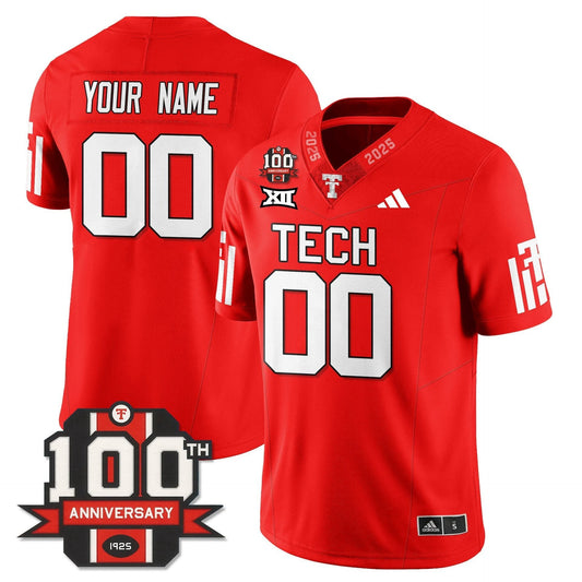Custom Texas Tech Jersey Name, number Football 100th Anniversary Stitched Red by My Store NCAA Football Jerseys