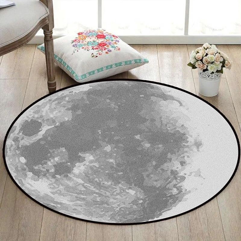 Realistic Multicolor Cosmos Print Rug Polyester Modern Carpet Pet Friendly Non-Slip Machine Washable Rug for Children's Room by BowLift