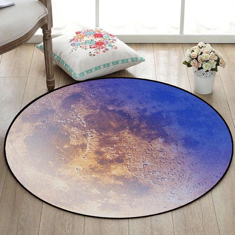Realistic Multicolor Cosmos Print Rug Polyester Modern Carpet Pet Friendly Non-Slip Machine Washable Rug for Children's Room by BowLift